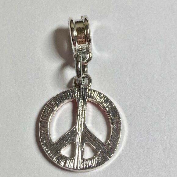 Peace Sign European Bead Charm Pendant for Bracelet Rainbow Hippie LGBT Retro - Picture 4 of 6